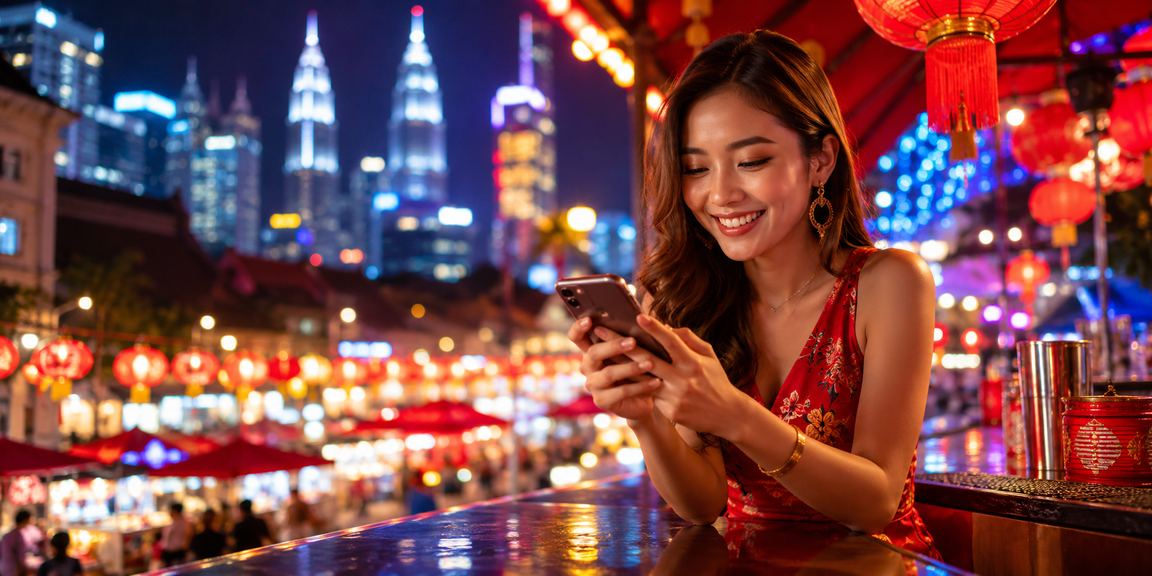 Pemain menggunakan kasino mudah alih di Kuala Lumpur untuk permainan slot dalam talian